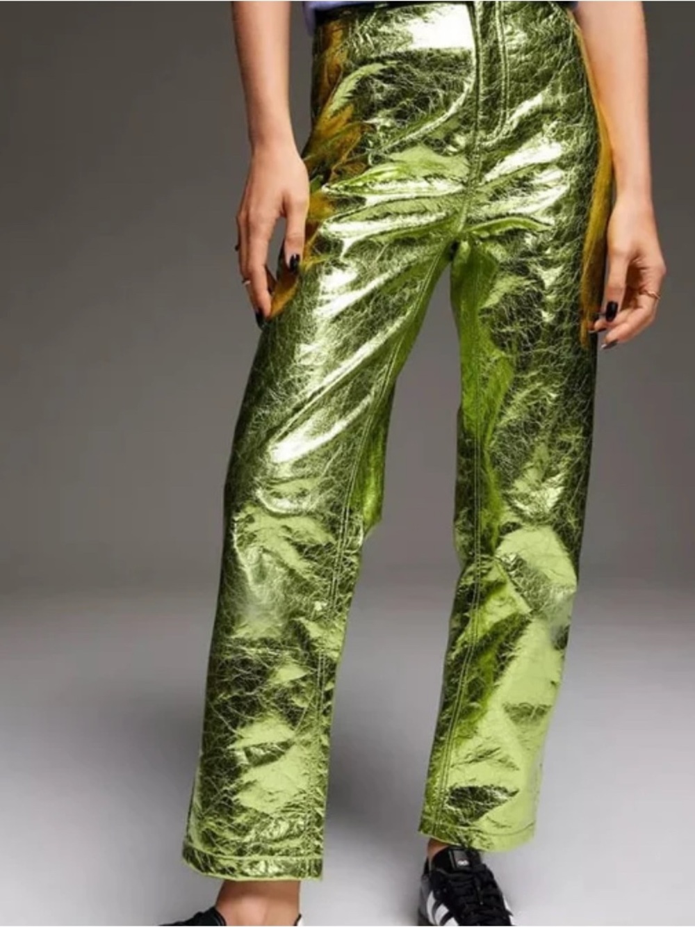 New nasty gal metallic crinkle pants size 6